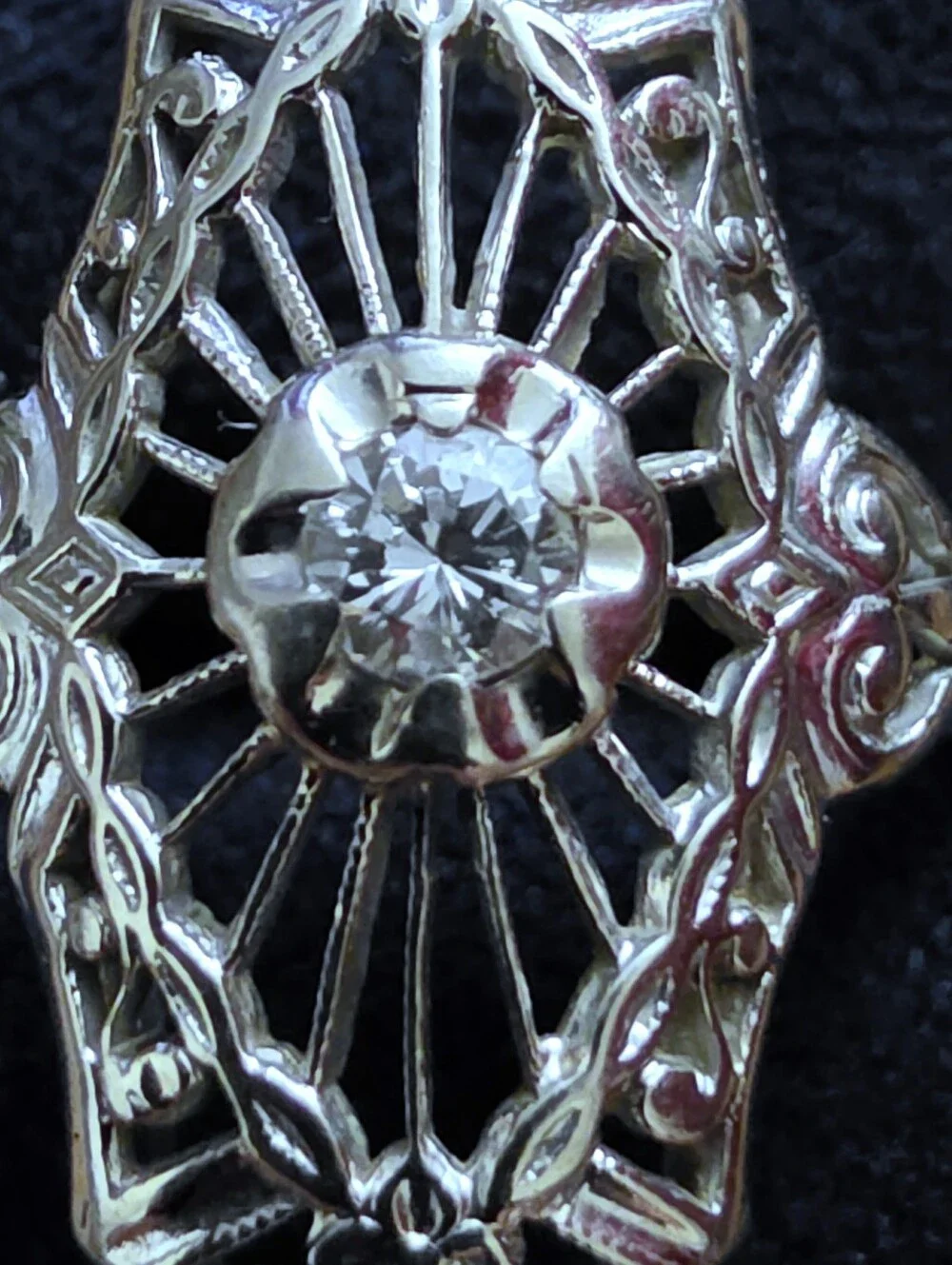 14k Diamond Filigree White Gold Ring (Vintage)